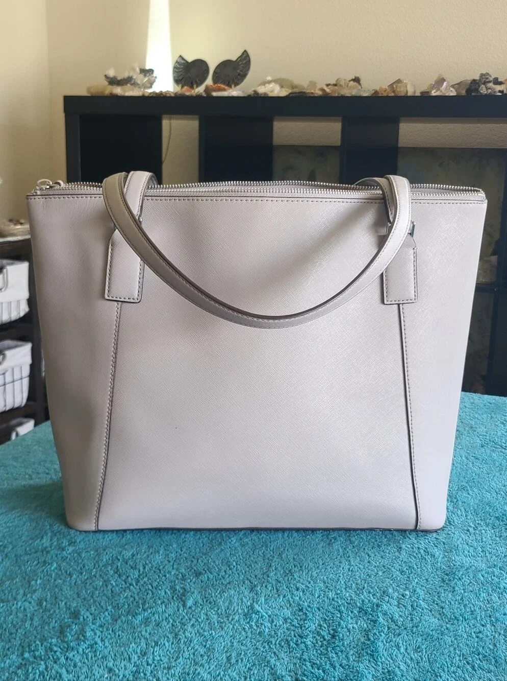 kate spade Cameron Saffiano Leather Tote in Light Gray